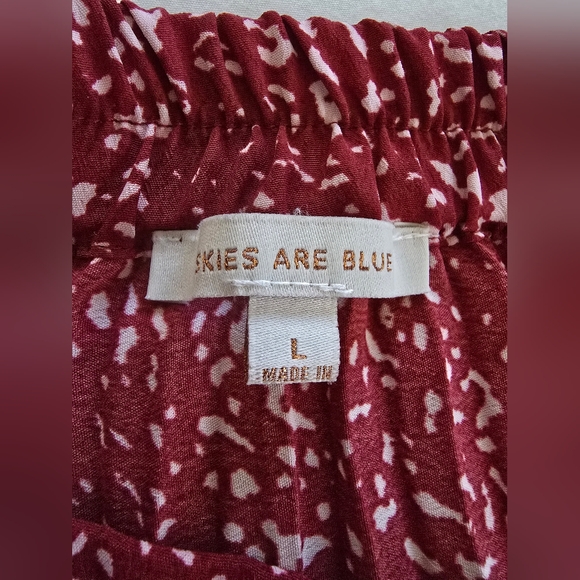 Skies Are Blue red pleated midi skirt in size Large - Picture 2 of 3